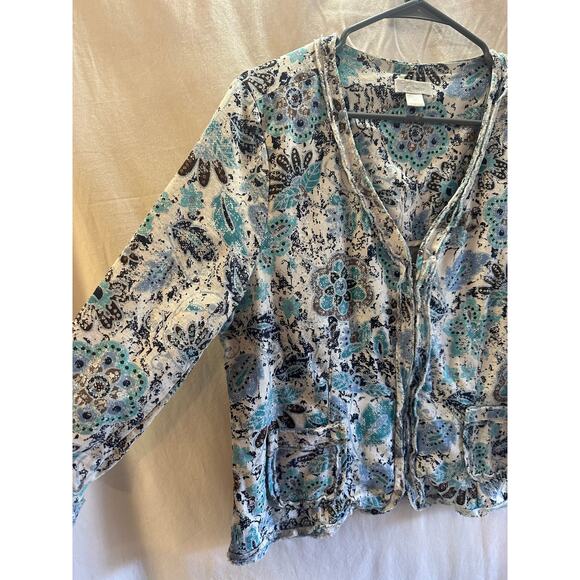 Christopher & Banks Linen-Blend Floral Print Jacket – Size L - Picture 3 of 7